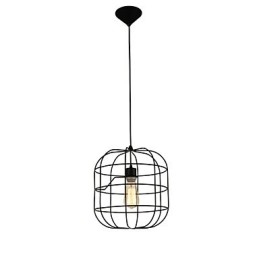 Miniaturowa artystyczna lampa wisząca w klatce dla ptaków 1 światło Nowoczesna prostota Wykończenie Czarny Biały Metal Węglowa stal Droplight