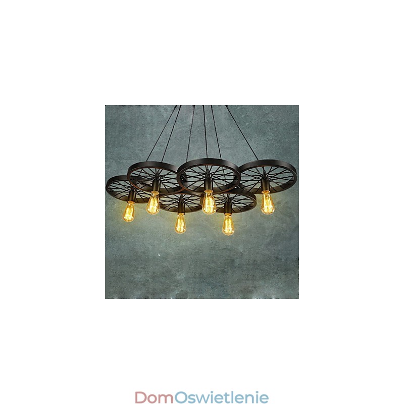 Loft Wisząca lampa Koło Żyrandol Rustykalny Vintage Retro Wiejski Jadalnia Metal + Malowanie