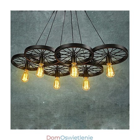 Loft Wisząca lampa Koło Żyrandol Rustykalny Vintage Retro Wiejski Jadalnia Metal + Malowanie Loft Wisząca lampa Koło Żyrandol Rustykalny Vintage Retro Wiejski Jadalnia Metal + Malowanie