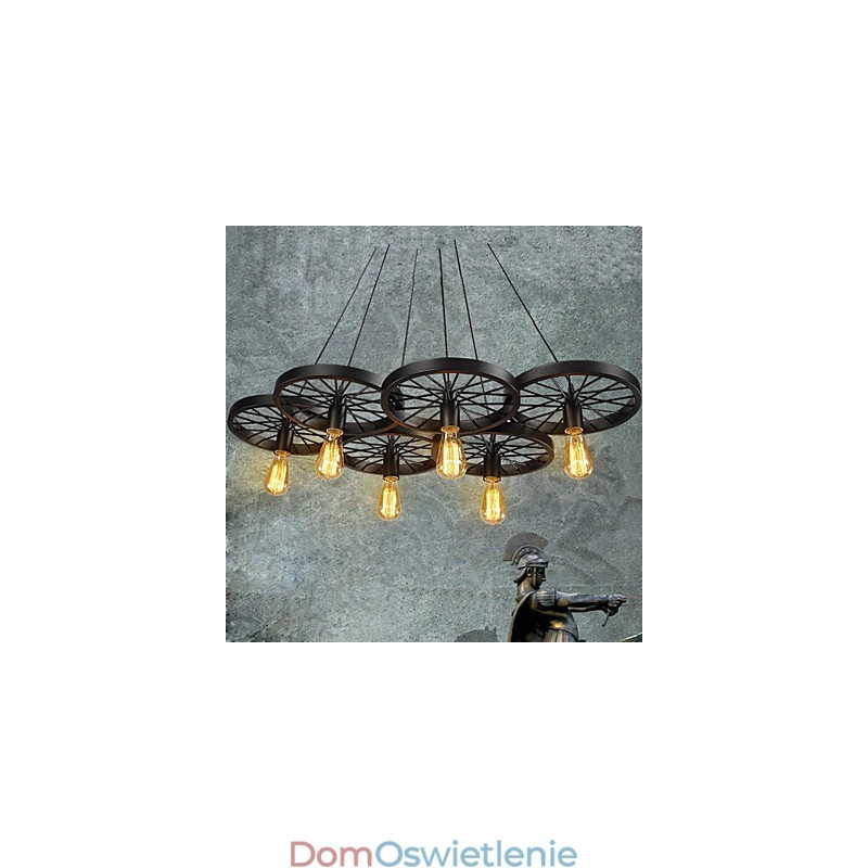Loft Wisząca lampa Koło Żyrandol Rustykalny Vintage Retro Wiejski Jadalnia Metal + Malowanie