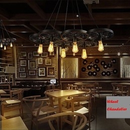 Loft Wisząca lampa Koło Żyrandol Rustykalny Vintage Retro Wiejski Jadalnia Metal + Malowanie