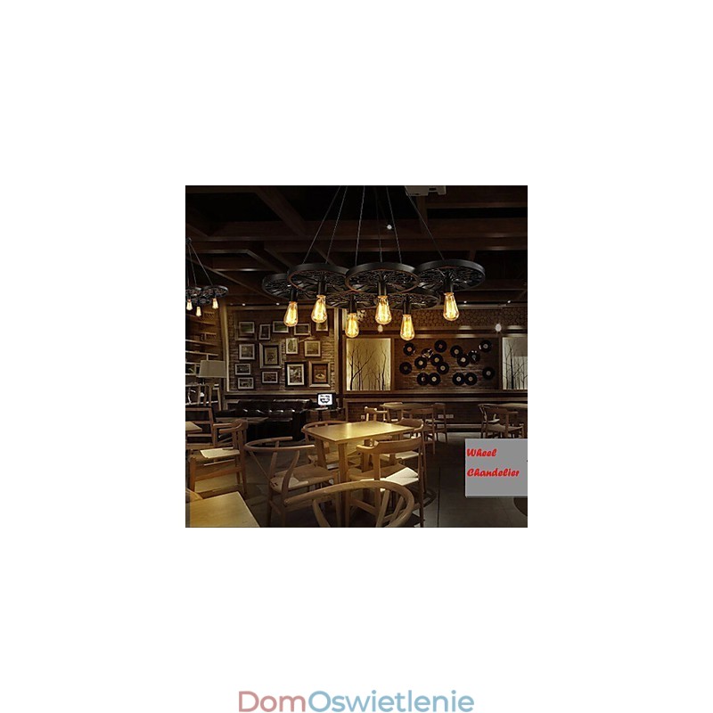 Loft Wisząca lampa Koło Żyrandol Rustykalny Vintage Retro Wiejski Jadalnia Metal + Malowanie