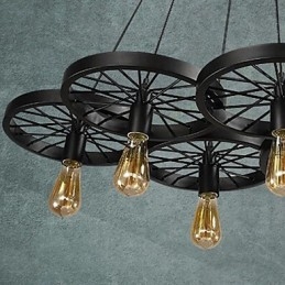 Loft Wisząca lampa Koło Żyrandol Rustykalny Vintage Retro Wiejski Jadalnia Metal + Malowanie