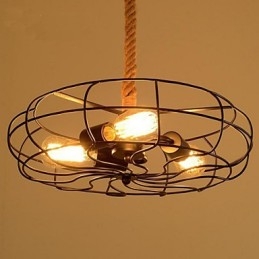Vintage American Lron Rope Creative Industrial Fan Żyrandol