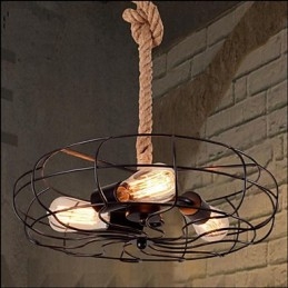 Vintage American Lron Rope Creative Industrial Fan Żyrandol