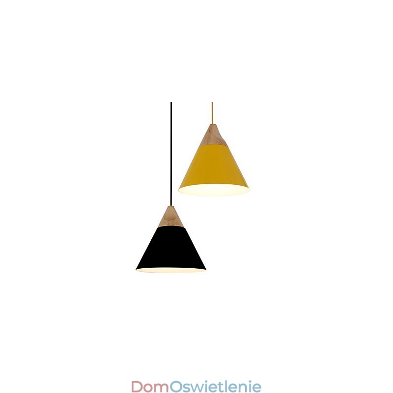 Miniaturowa artystyczna lampa wisząca w kształcie stożka 1 światło Nowoczesna prostota Wykończenie Czarno-biało-żółte Aluminium i drewniana lampa wisząca