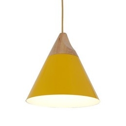 Miniaturowa artystyczna lampa wisząca w kształcie stożka 1 światło Nowoczesna prostota Wykończenie Czarno-biało-żółte Aluminium i drewniana lampa wisząca