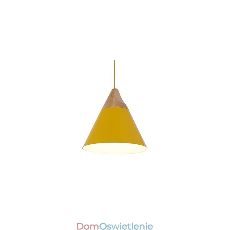 Miniaturowa artystyczna lampa wisząca w kształcie stożka 1 światło Nowoczesna prostota Wykończenie Czarno-biało-żółte Aluminium i drewniana lampa wisząca