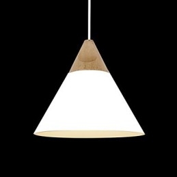 Miniaturowa artystyczna lampa wisząca w kształcie stożka 1 światło Nowoczesna prostota Wykończenie Czarno-biało-żółte Aluminium i drewniana lampa wisząca