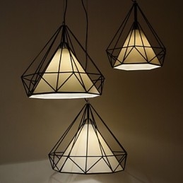 Wisząca lampa Diamond Mini 1 światło Nowoczesna prostota Czarno-białe wykończenie Stal węglowa Tkanina Droplight