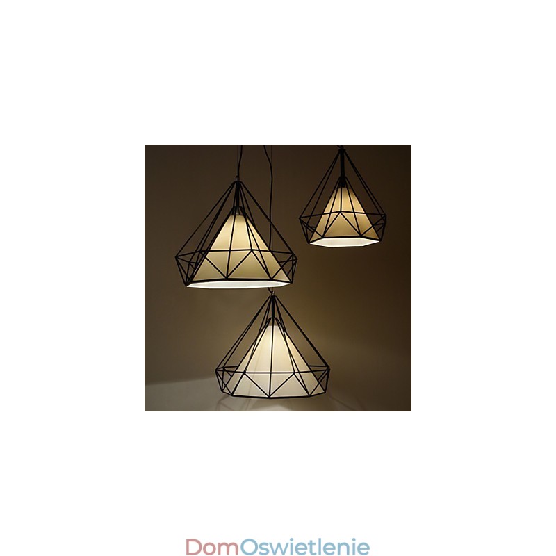 Wisząca lampa Diamond Mini 1 światło Nowoczesna prostota Czarno-białe wykończenie Stal węglowa Tkanina Droplight