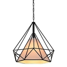 Wisząca lampa Diamond Mini 1 światło Nowoczesna prostota Czarno-białe wykończenie Stal węglowa Tkanina Droplight