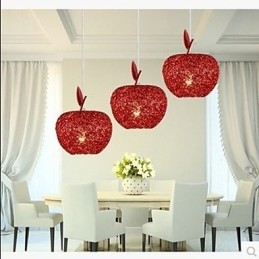 Żyrandol aluminiowy pleciony z trzema lampami Apple