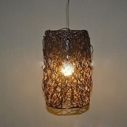 Nowoczesna, wiejska lampa Cany Art Woven Rattan Single Head Droplight